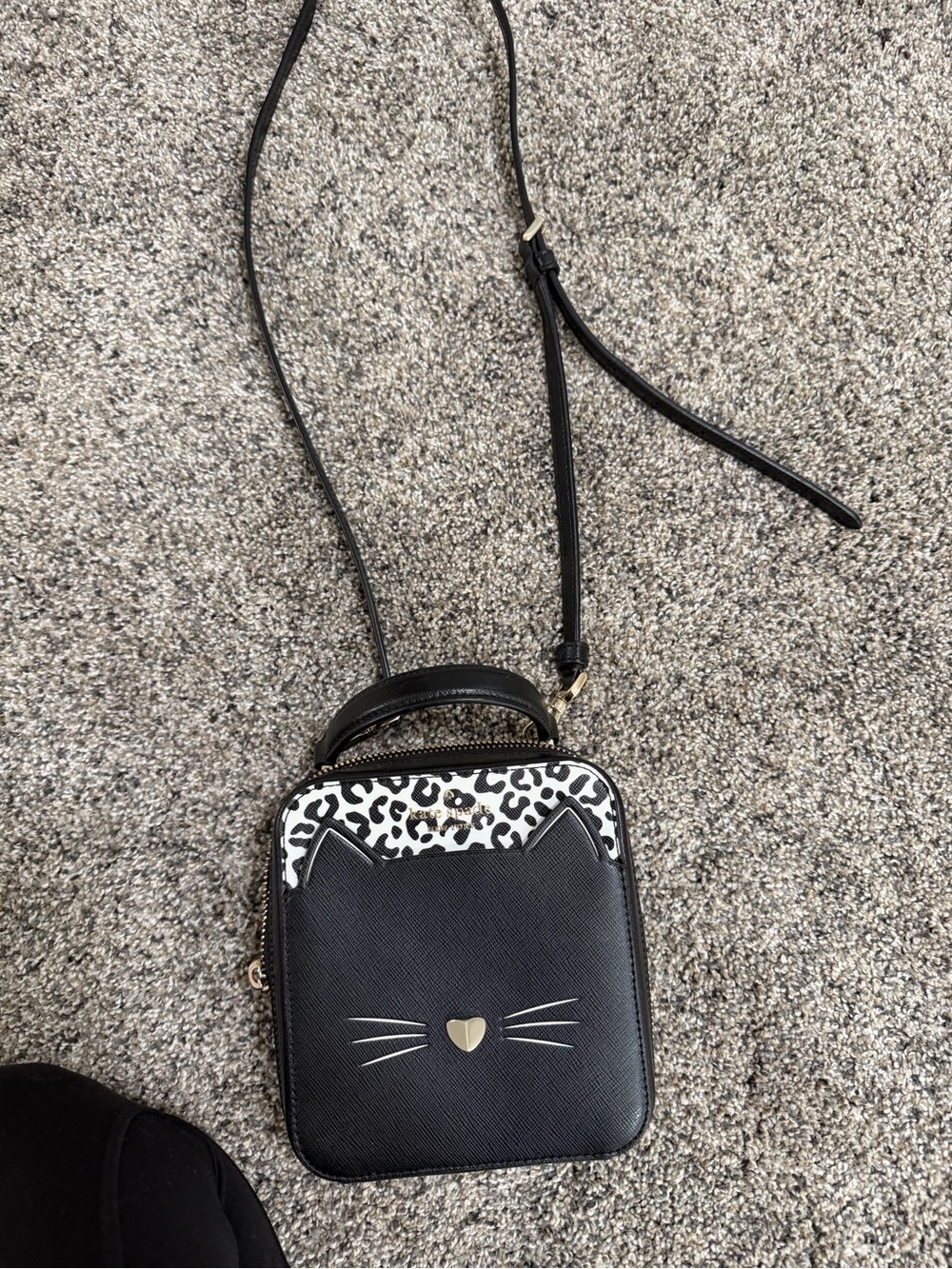 kate spade Black Cat Crossbody with Leopard Print Accent